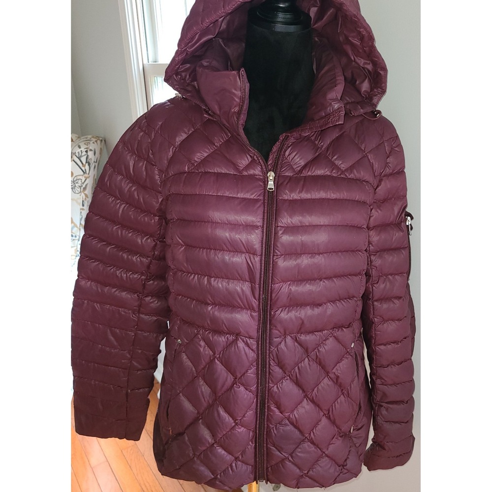 Ralph Lauren ultra leightweight down Packable Maroon Sz Lg Removable Hood Down